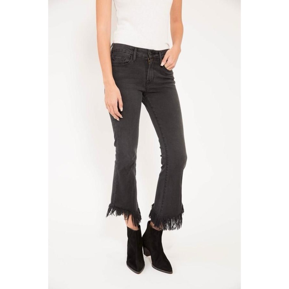 Frame Denim Le Crop Mini Boot Fox Park Black Frayed Hem Jeans